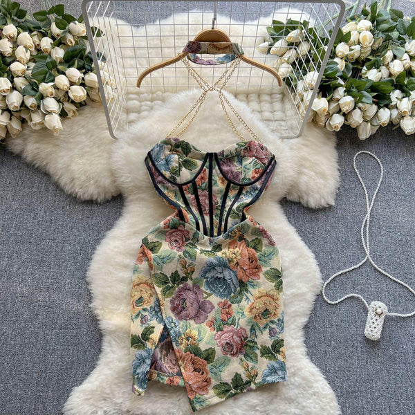 Vintage Oil Painting Print Sheath Dress