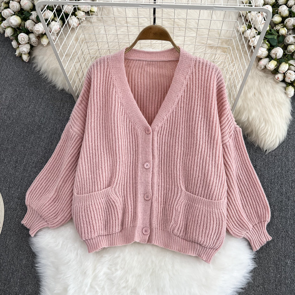Loose Cardigan&Slip Dress Knitted 2Pcs