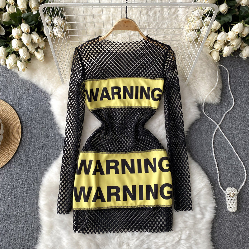 Monogrammed Hollowed Black Dress