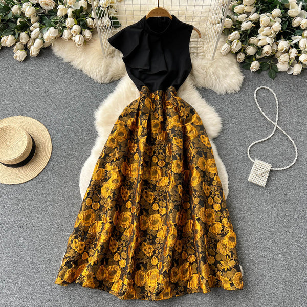 Sleeveless Patchwork 3d Embroidered Dress