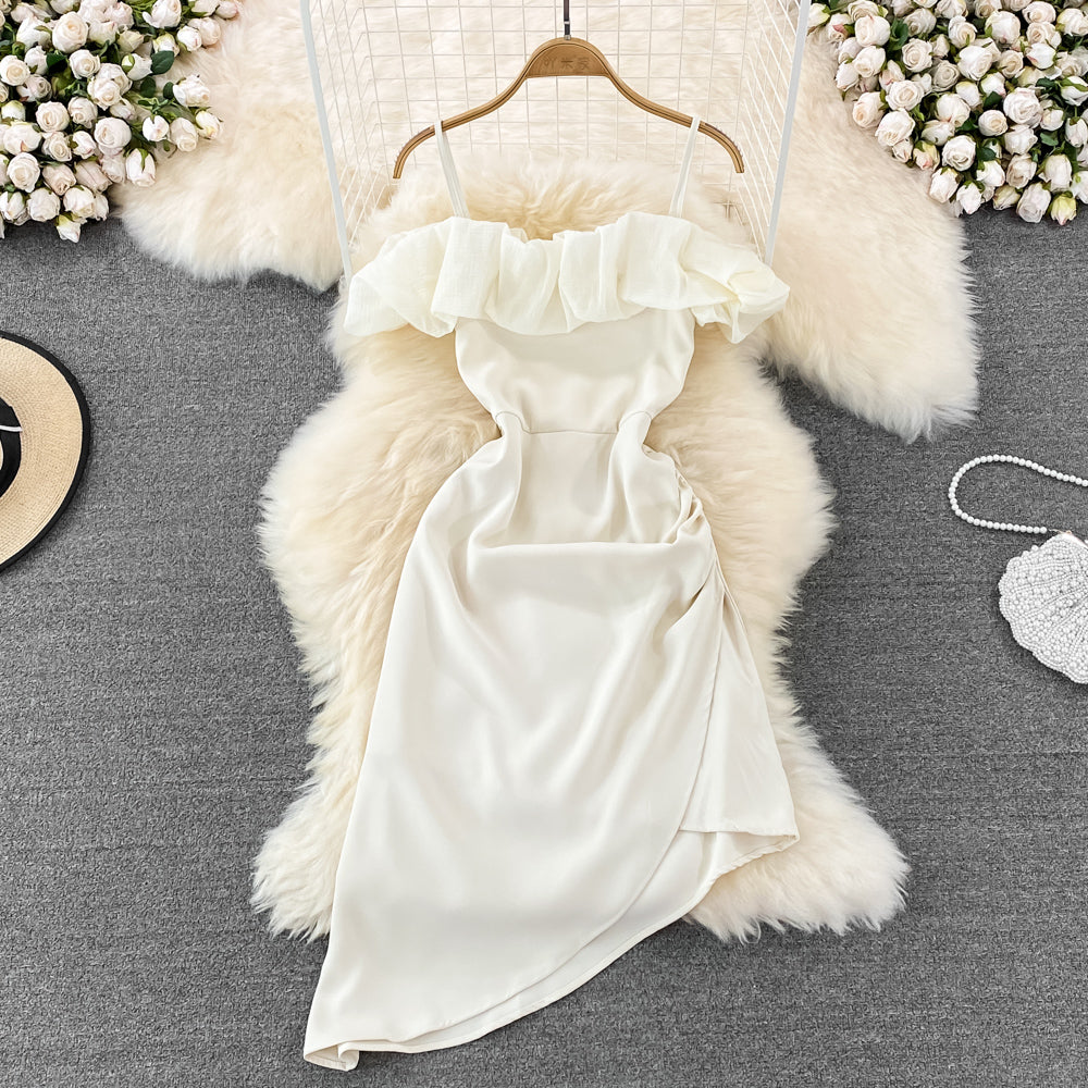 Irregular A-line Ruffled Dress