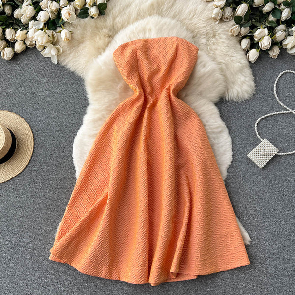 Sweet Jacquard A-line Off-shoulder Dress