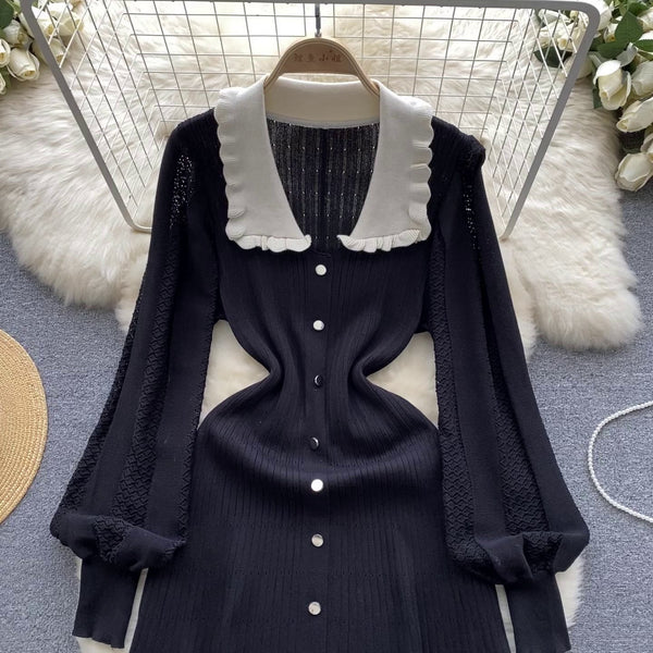 Fairy Lapel Single-breasted Shirt Dress