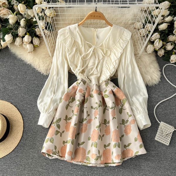 Mori Ruffled Patchwork Floral Dress