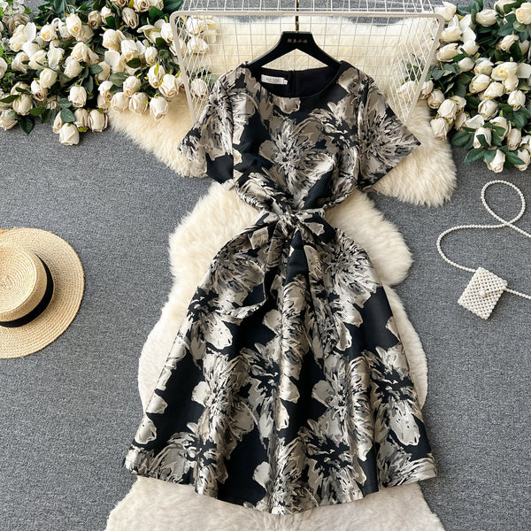 Vintage Waist Slimming Floral Dress