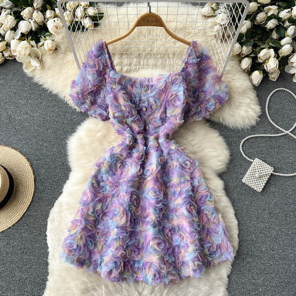 French Style Waist-slimming Floral Dress
