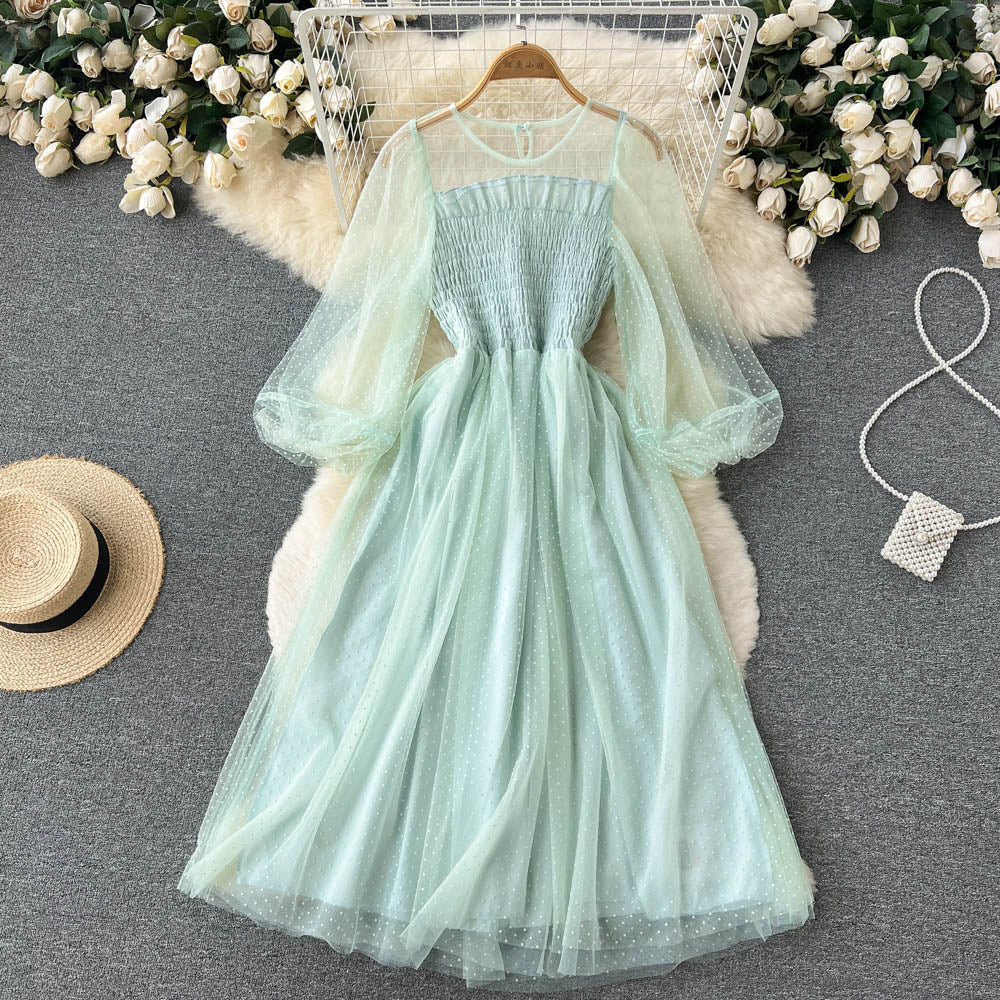 Fairy Round Collar Mesh Dress