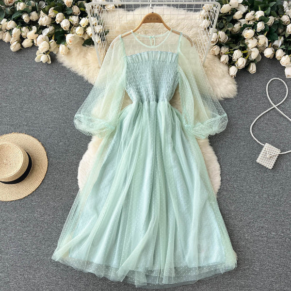 Fairy Round Collar Mesh Dress
