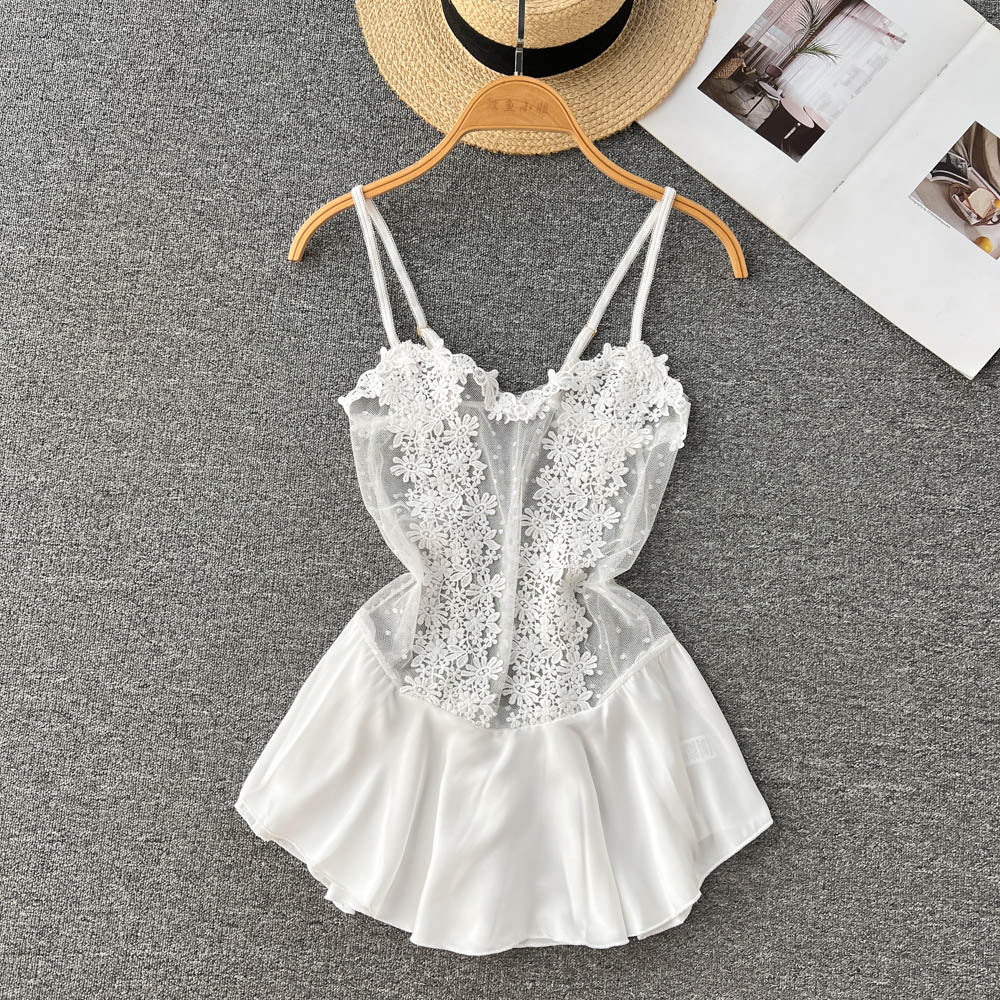 Lace Embroidered White Slip Dress