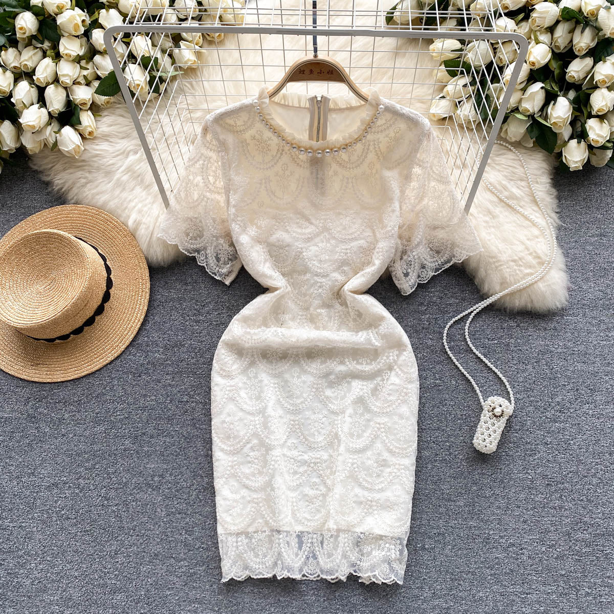French Style Beaded Lace Dress