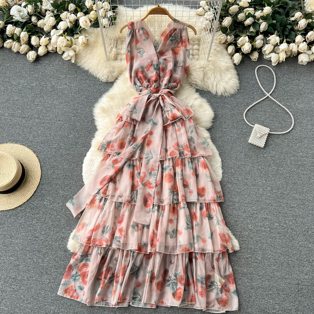 Sexy Backless Layered Dress