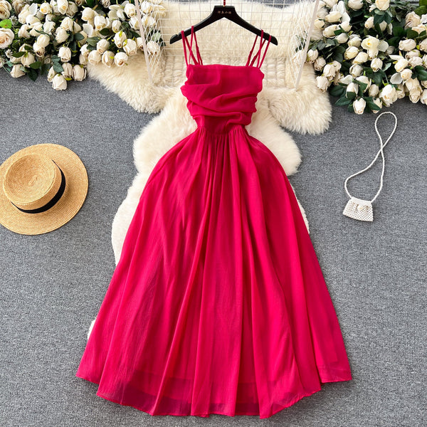Fairy Pleated Red Slip Dress