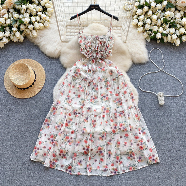 Sweetie Lace-up Floral Slip Dress