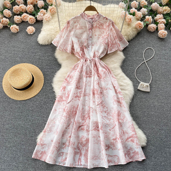 Floral Printed Lined Cotton Dress