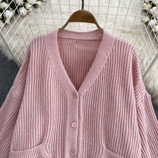 Loose Cardigan&Slip Dress Knitted 2Pcs