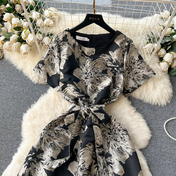 Vintage Waist Slimming Floral Dress