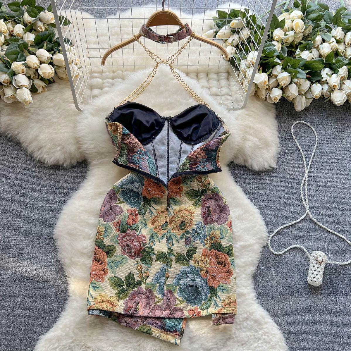 Vintage Oil Painting Print Sheath Dress