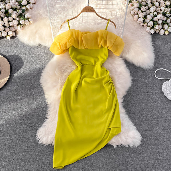 Irregular A-line Ruffled Dress