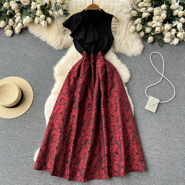 Sleeveless Patchwork 3d Embroidered Dress