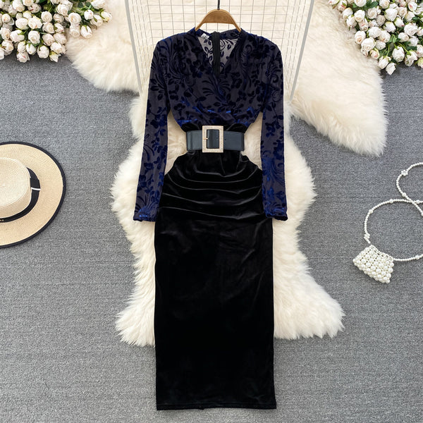 Printed Pleated Faux Two-piece Dress