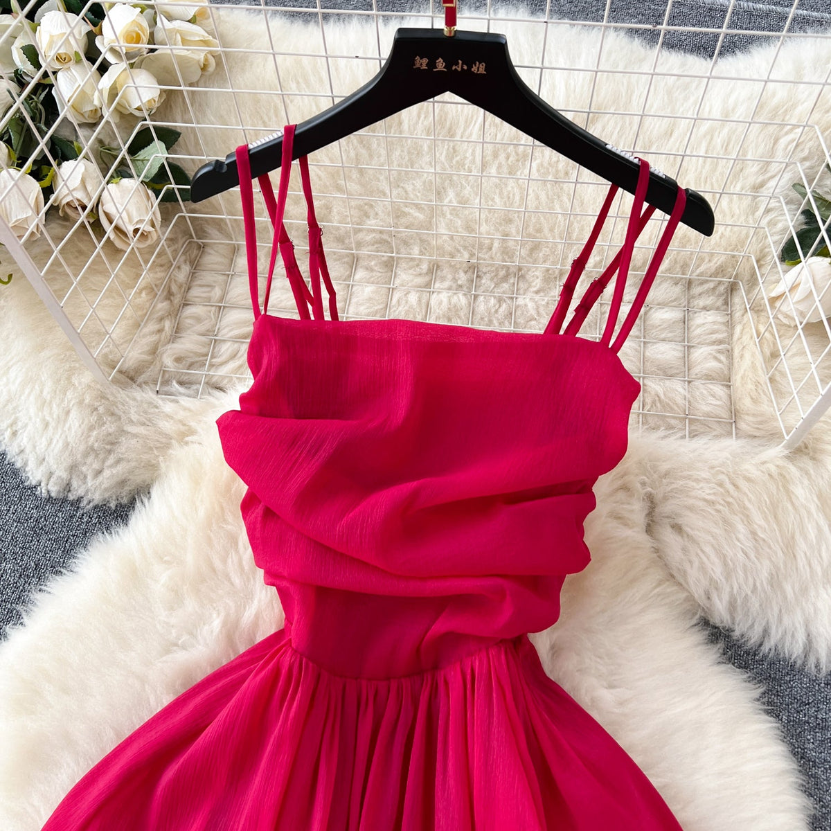 Fairy Pleated Red Slip Dress