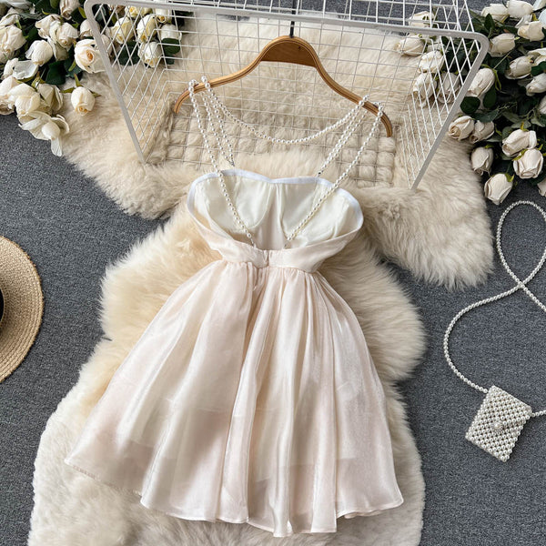 Strapless Halter Puffy Dress