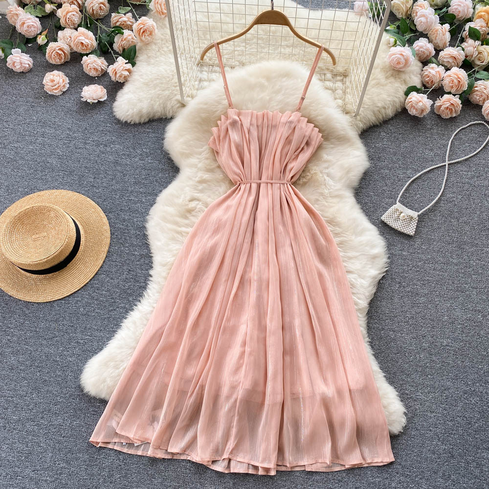 Pink Ruffled Chiffon Dress