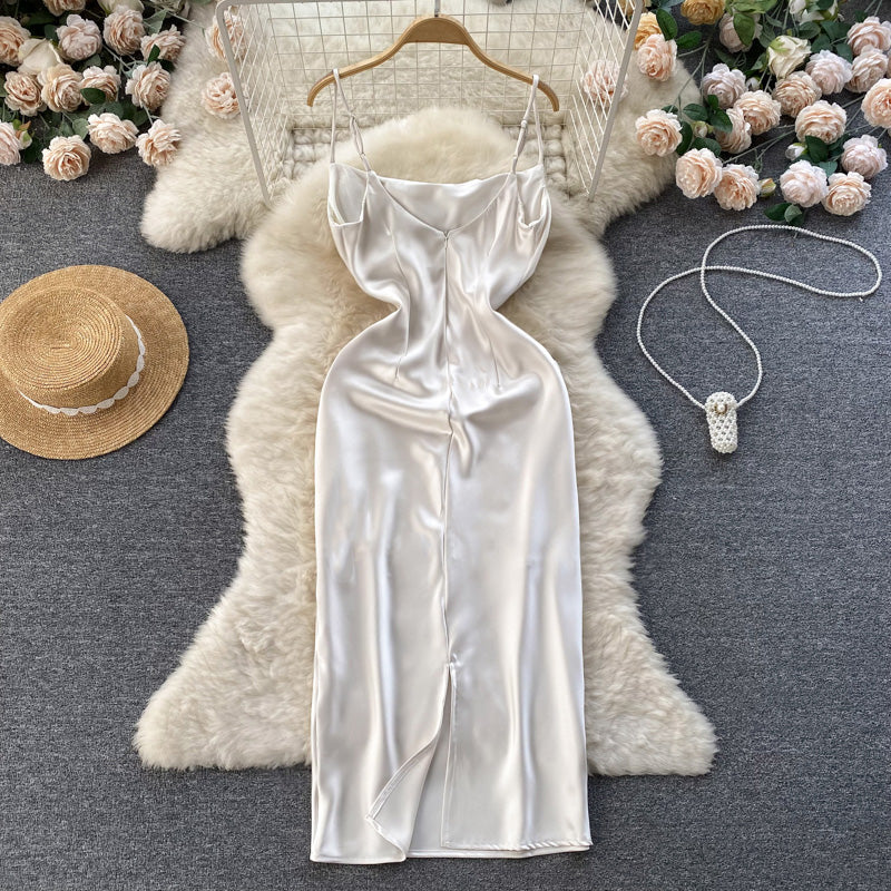Ethnic Style Satin Printed Slip Dress