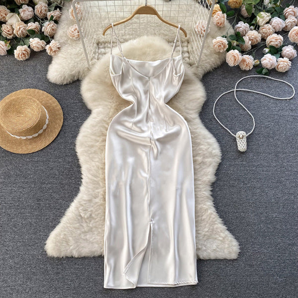 Ethnic Style Satin Printed Slip Dress