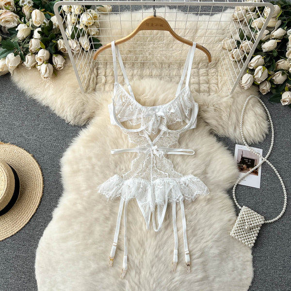 See-through Lace Cut-out Halter Dress