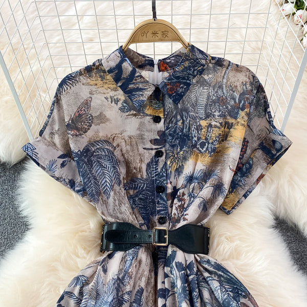 Ink Painting Print A-line Maxi Dress
