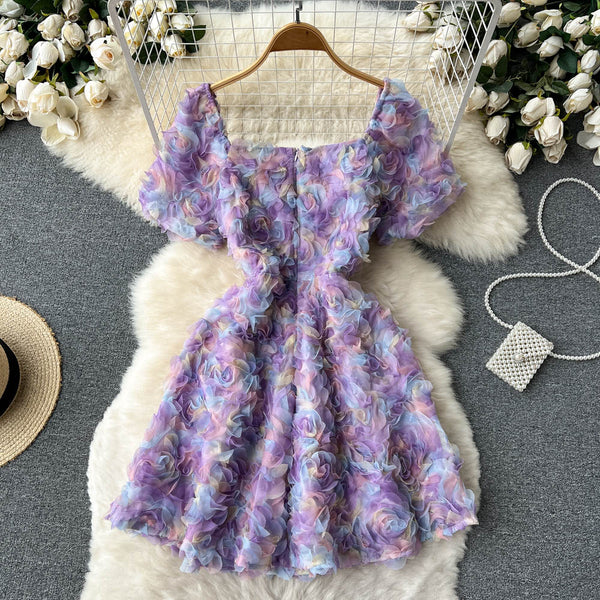 French Style Waist-slimming Floral Dress