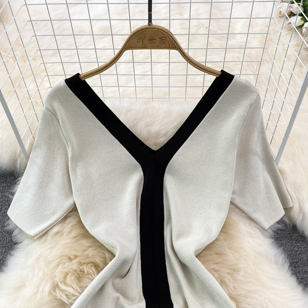Vintage Color Blocking Knitted Dress