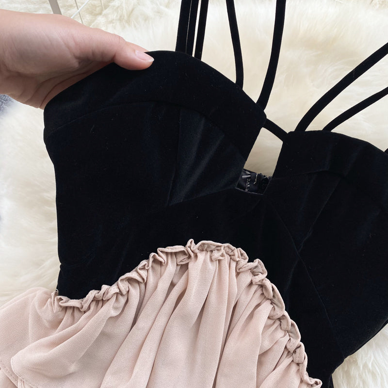Irregular-designed Patchwork Chiffon Dress