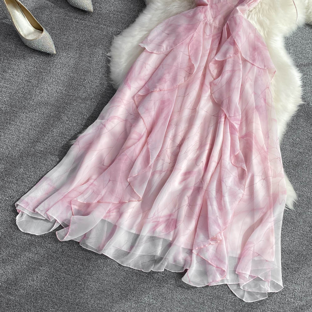 Pink Floral Halter Dress