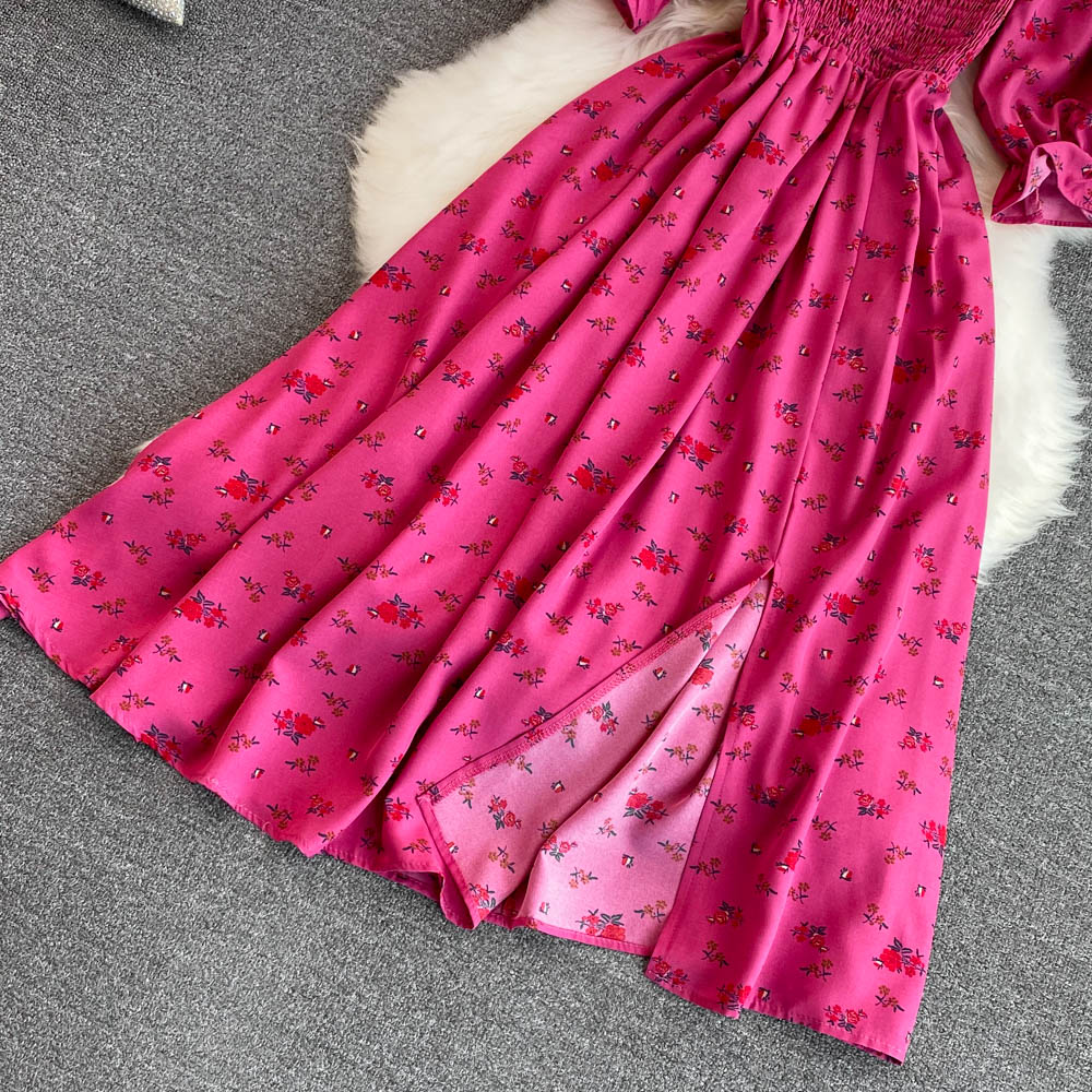 Square Collar Puffy Sleeve A-line Dress