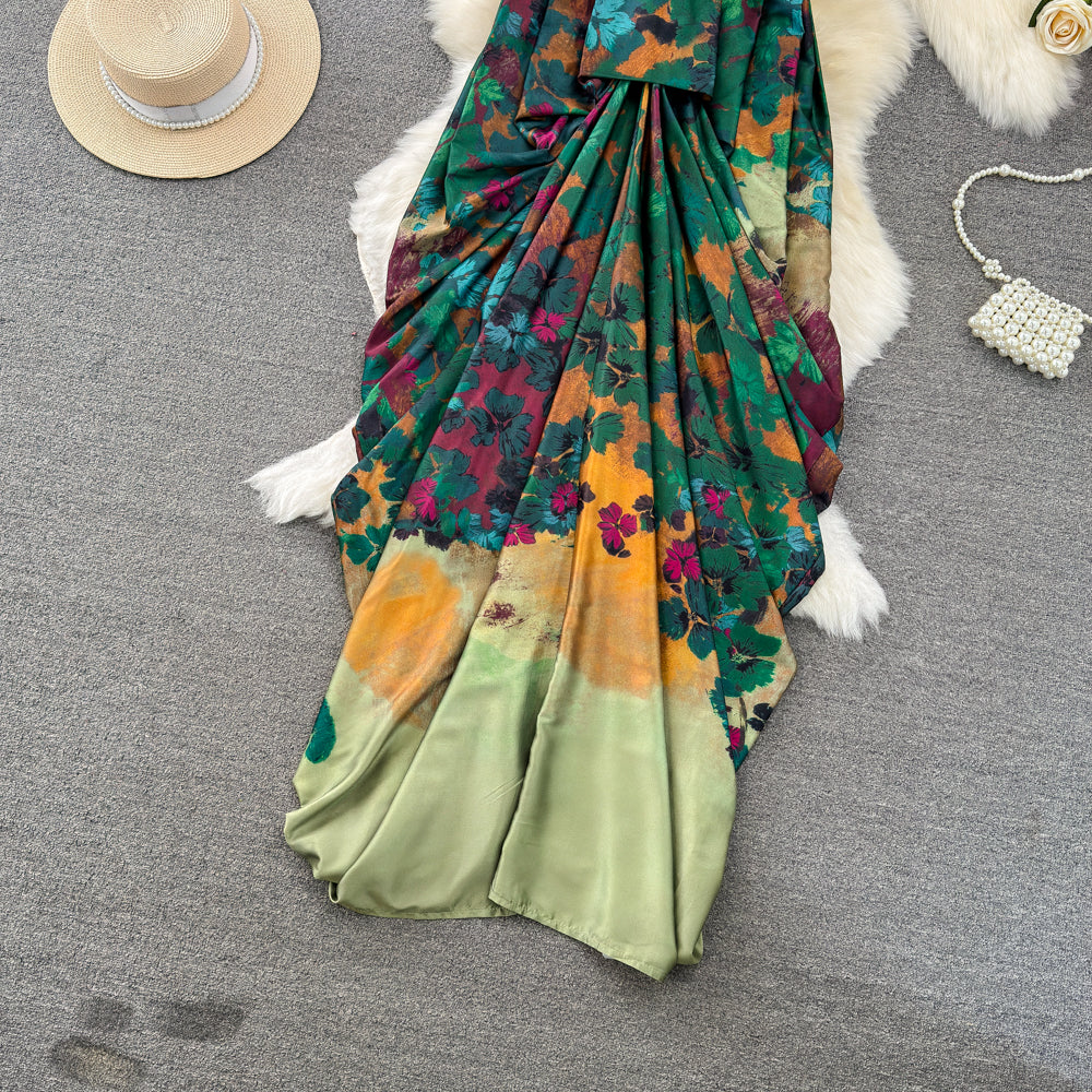 Classical Oriental Floral Slip Dress