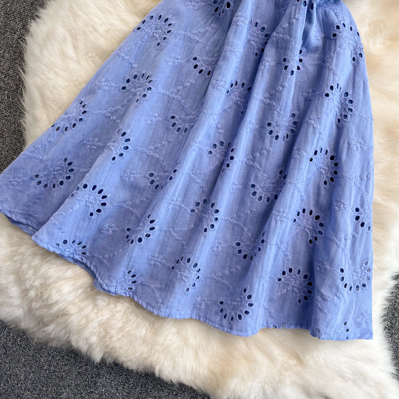 Fairy Slim-fit A-line Hollowed Dress