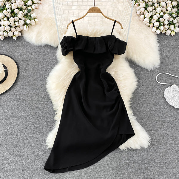 Irregular A-line Ruffled Dress