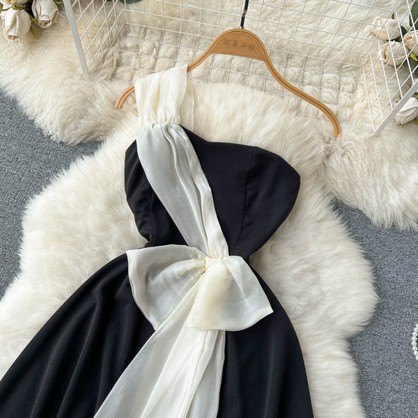 Black&White Clashing A-line Princess Dress