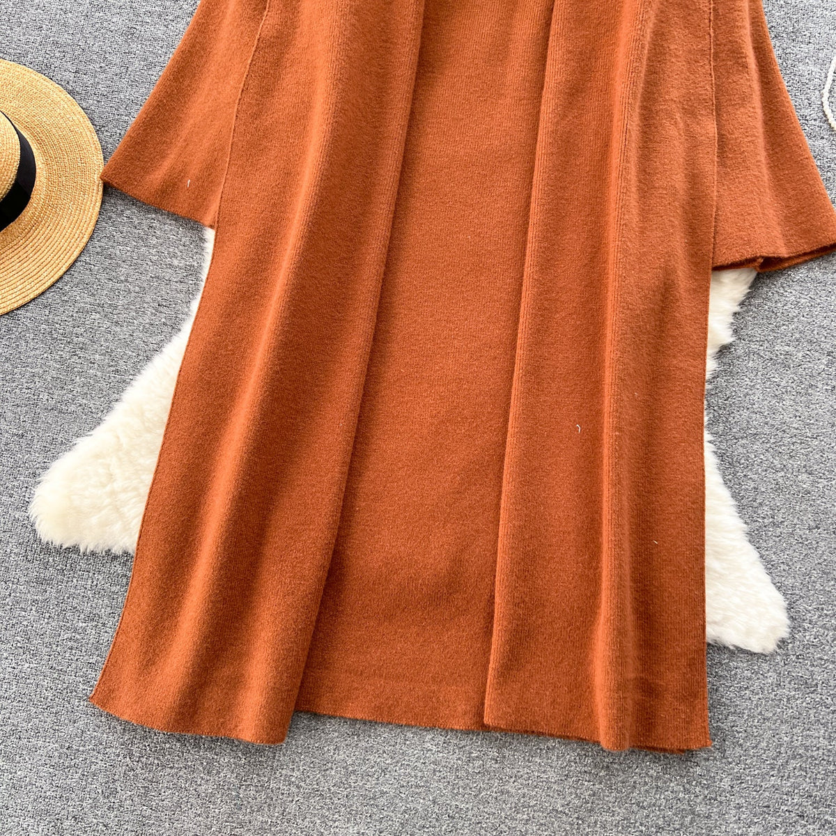 Loose-fit Cardigan&Strapless Dress 2Pcs