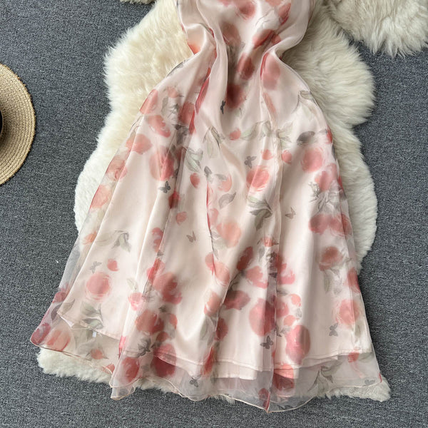 Halter Dress With A Cut Waist And A Tie