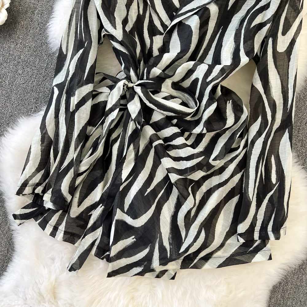 Sunscreen Zebra Printed Shirt Dress