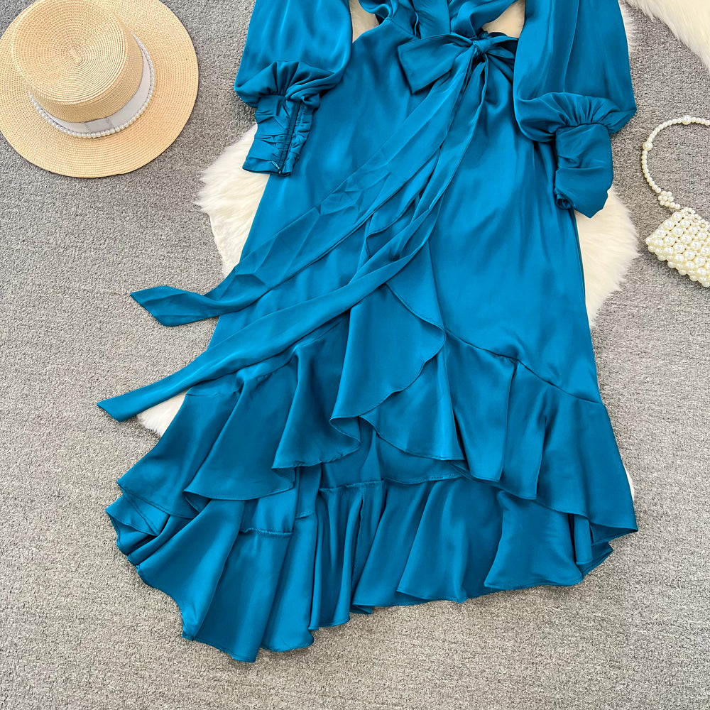 Asymmetric Ruffled Hem A-line Dress