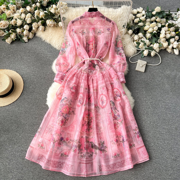 Courtly Floral Dress&Bottoming Slip Dress