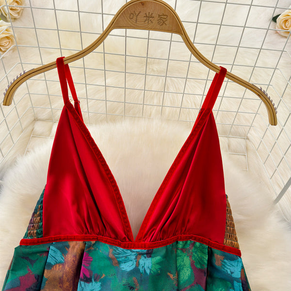 Classical Oriental Floral Slip Dress