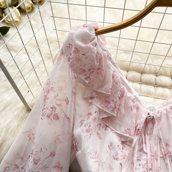 Fairy Pink Floral Pleated Dress
