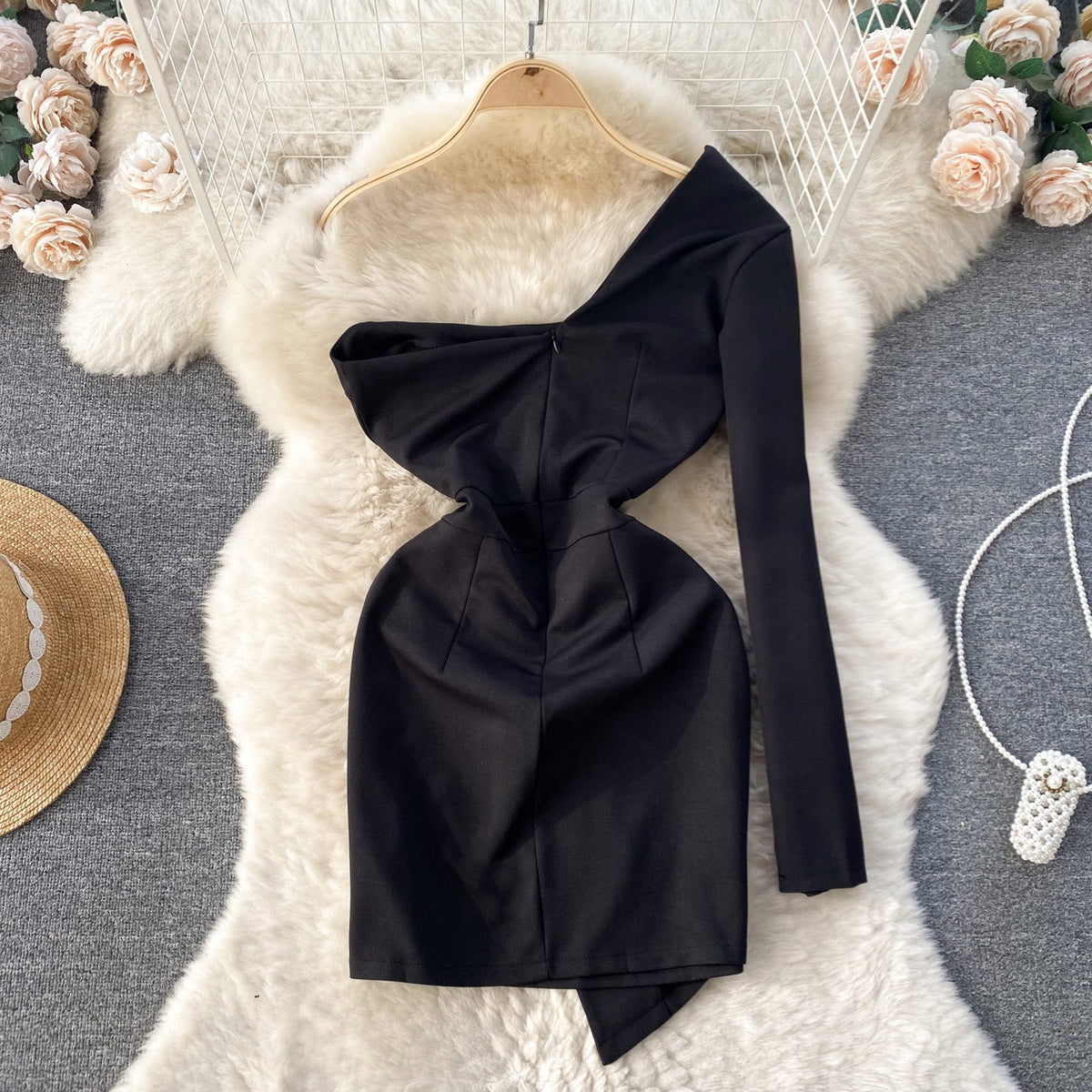 Niche Patchwork Black Suit Dress