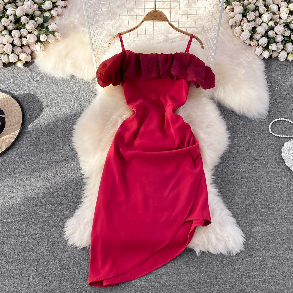 Irregular A-line Ruffled Dress