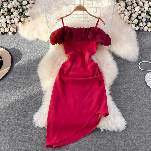 Irregular A-line Ruffled Dress